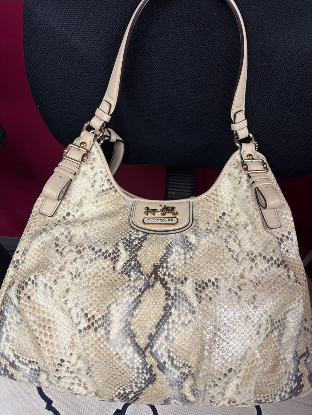 Coach Neutral Snakeskin-Print Hobo Shoulder Bag- NWOT